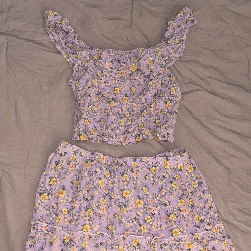Hippie Rose Floral Purple Two-Piece Set
